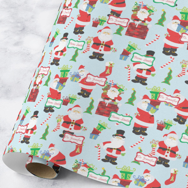 Custom Santa and Presents Wrapping Paper Roll - Large - Matte (Personalized)