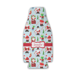 Santa and Presents Zipper Bottle Cooler (Personalized)