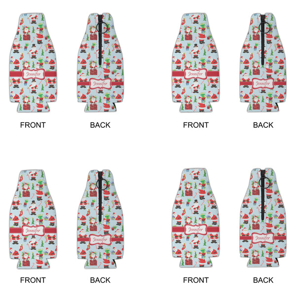 Santa and Presents Zipper Bottle Cooler - Set of 4 - APPROVAL