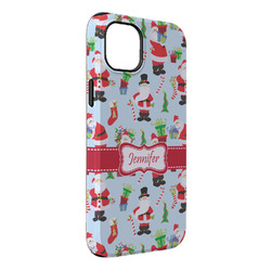 Santa and Presents iPhone Case - Rubber Lined - iPhone 14 Plus (Personalized)