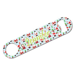 Santa and Presents Bar Bottle Opener - White w/ Name or Text
