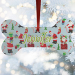 Santa and Presents Ceramic Dog Ornament w/ Name or Text