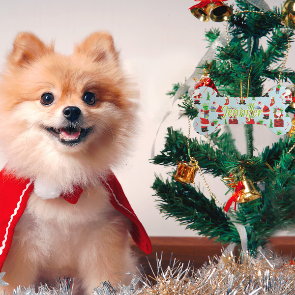 Santa and presents Ceramic Flat Ornament - Bone (LIFESTYLE)