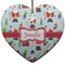 Santa and presents Ceramic Flat Ornament - Heart (Front)