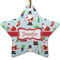 Santa and presents Ceramic Flat Ornament - Star (Front)
