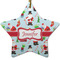 Santa and Presents Star Ceramic Ornament w/ Name or Text