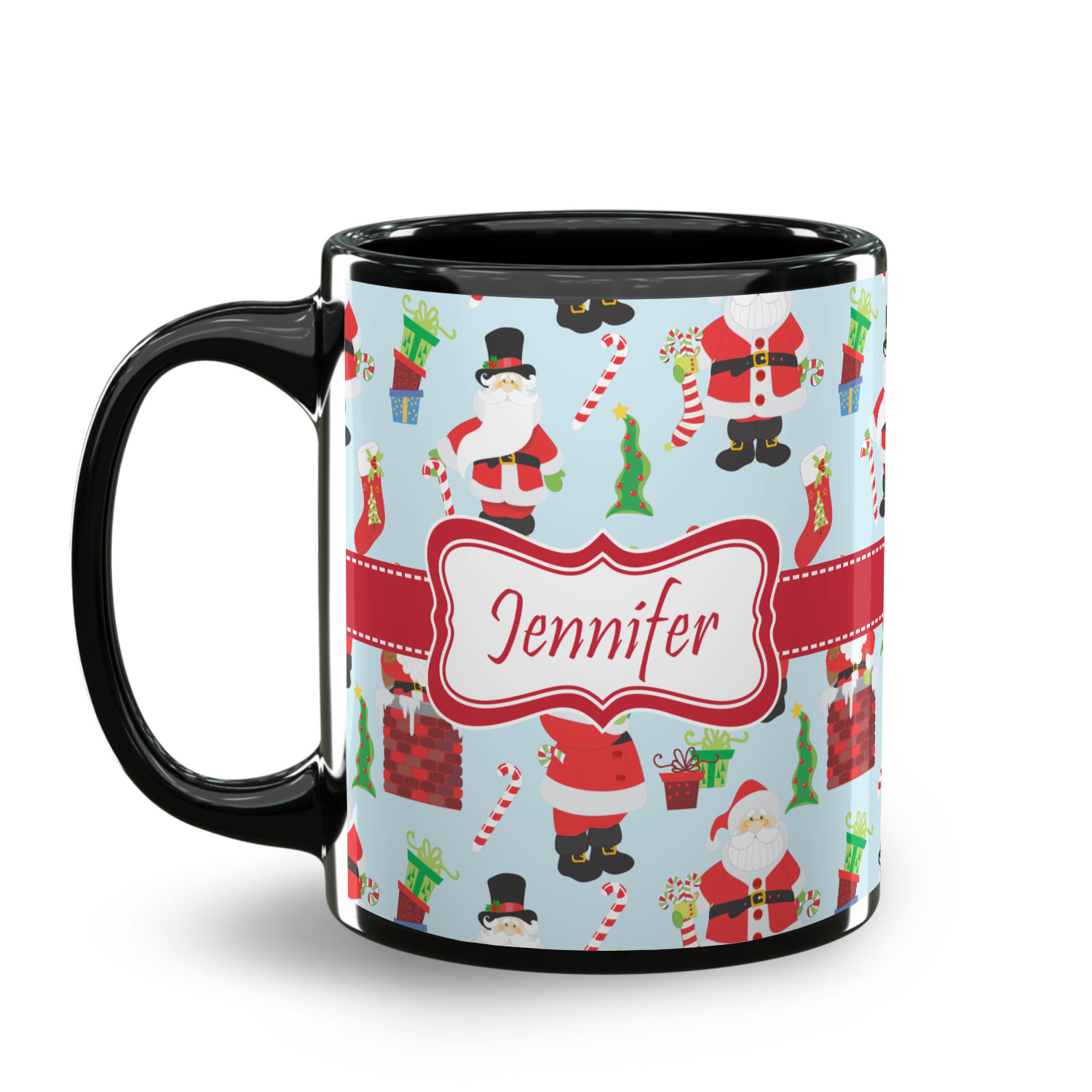 Santa and Friends Personalized Christmas Coffee Mug 11 oz.- White