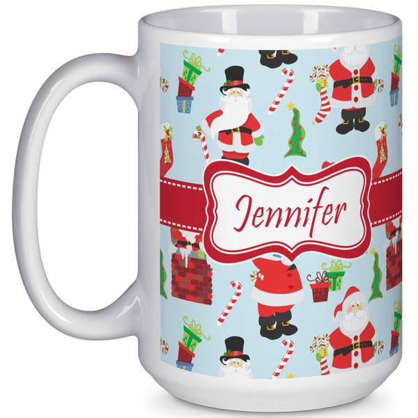 Custom Santa and Presents 15 Oz Coffee Mug - White (Personalized)