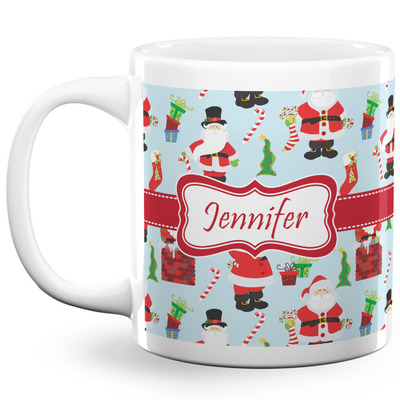 Santa and Presents 20 Oz Coffee Mug - White (Personalized)