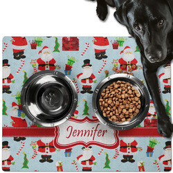 Santa and Presents Dog Food Mat - Large w/ Name or Text