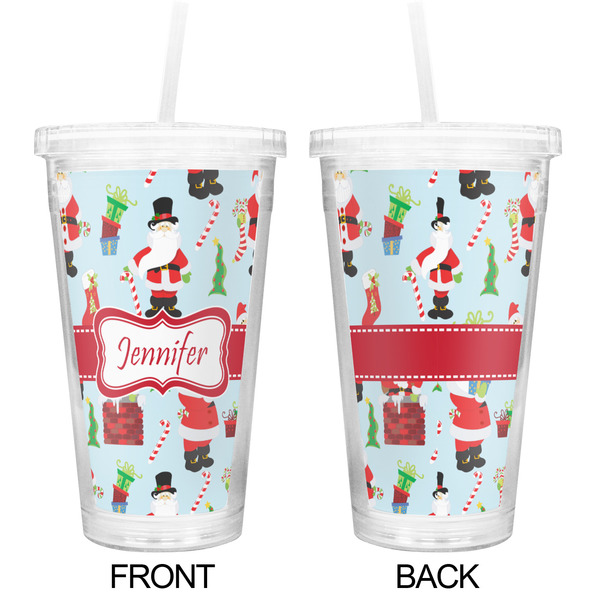 Santa and presents Double Wall Tumbler with Straw - Approval