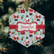 Santa and presents Frosted Glass Ornament - Hexagon (Lifestyle)