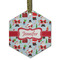 Santa and presents Frosted Glass Ornament - Hexagon