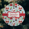 Santa and presents Frosted Glass Ornament - Round (Lifestyle)
