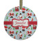 Santa and presents Frosted Glass Ornament - Round