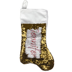 Santa and Presents Reversible Sequin Stocking - Gold (Personalized)