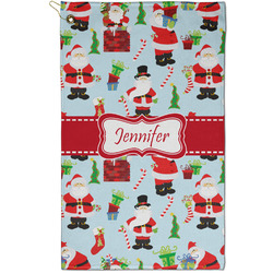Santa and Presents Golf Towel - Poly-Cotton Blend - Small w/ Name or Text