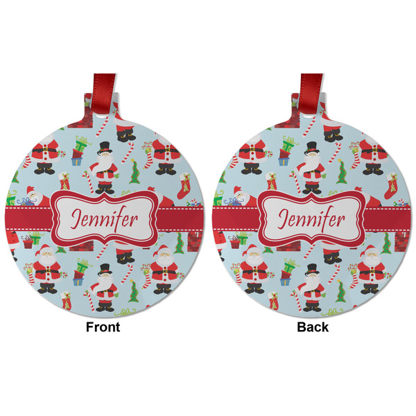 Santa and presents Metal Ball Ornament - Front and Back