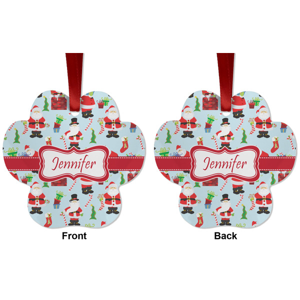 Santa and presents Metal Paw Ornament - Front and Back