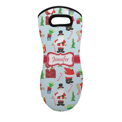 Santa and Presents Neoprene Oven Mitt - Single w/ Name or Text