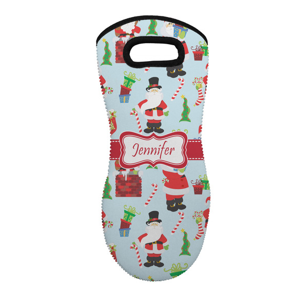 Custom Santa and Presents Neoprene Oven Mitt - Single w/ Name or Text