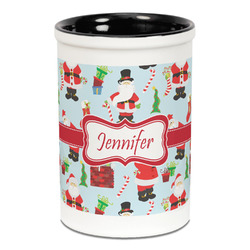 Santa and Presents Ceramic Pencil Holders - Black
