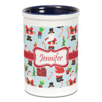 Santa and Presents Ceramic Pencil Holders - Blue