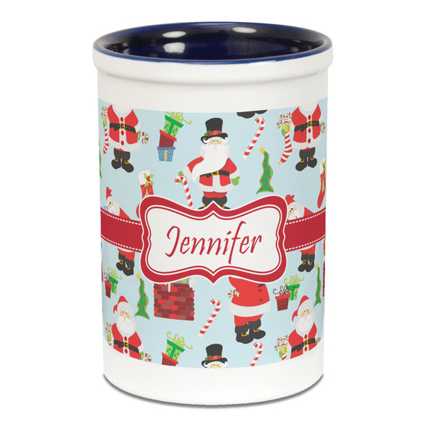 Santa and presents Pencil Holder - Blue