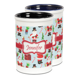 Santa and Presents Ceramic Pencil Holder - Large
