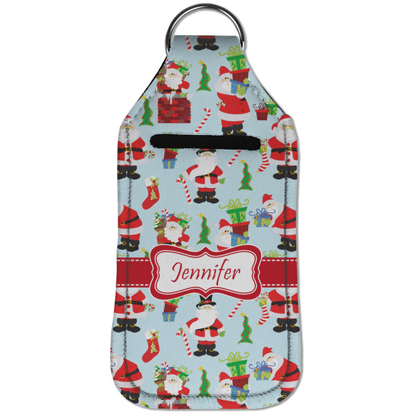 Santa and presents Sanitizer Holder Keychain - Large (Front)