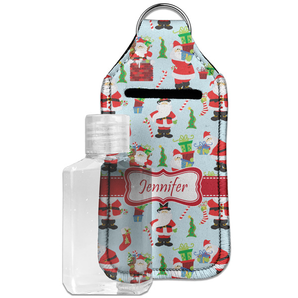 Custom Santa and Presents Hand Sanitizer & Keychain Holder - Large (Personalized)
