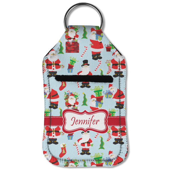 Santa and presents Sanitizer Holder Keychain - Small (Front Flat)