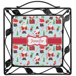Santa and Presents Square Trivet w/ Name or Text