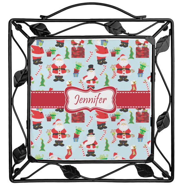Custom Santa and Presents Square Trivet w/ Name or Text