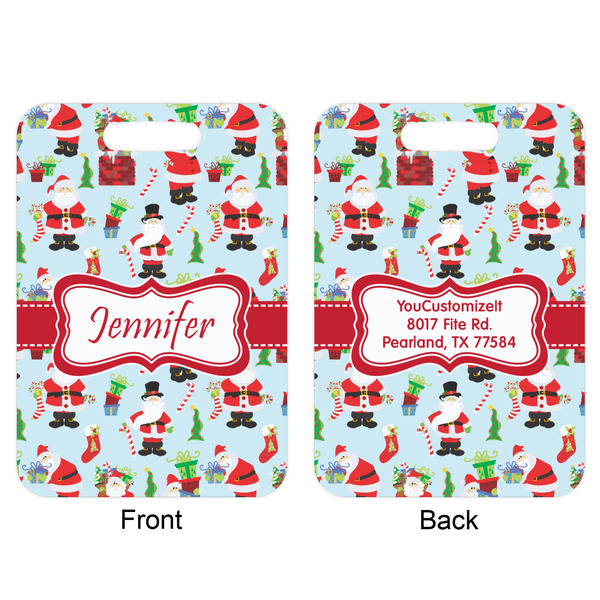 Santas w/ Presents Aluminum Luggage Tag (Front + Back)