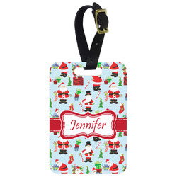 Santa and Presents Metal Luggage Tag w/ Name or Text