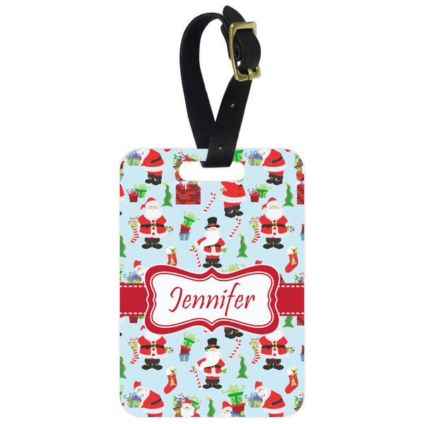 Custom Santa and Presents Metal Luggage Tag w/ Name or Text