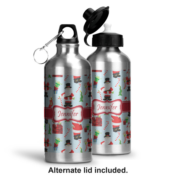 Santas w/ Presents Aluminum Water Bottle - Alternate lid options