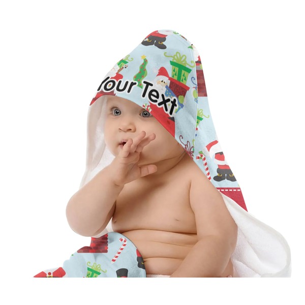 Santas w/ Presents Baby Hooded Towel on Child