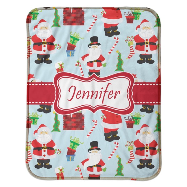 Santas w/ Presents Baby Sherpa Blanket - Flat