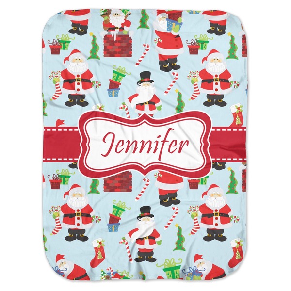 Custom Santa and Presents Baby Swaddling Blanket w/ Name or Text