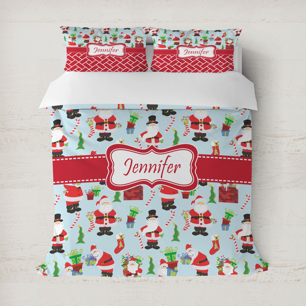 Custom Santa and Presents Duvet Cover Set - Full / Queen w/ Name or Text