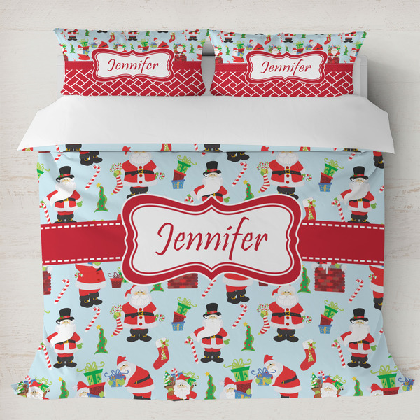 Custom Santa and Presents Duvet Cover Set - King w/ Name or Text