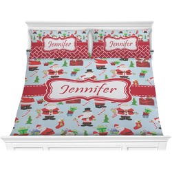 Santa and Presents Comforter Set - King w/ Name or Text