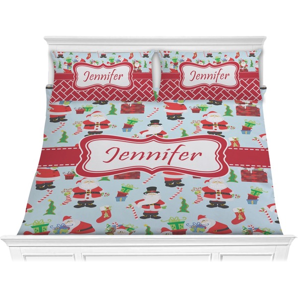 Custom Santa and Presents Comforter Set - King w/ Name or Text