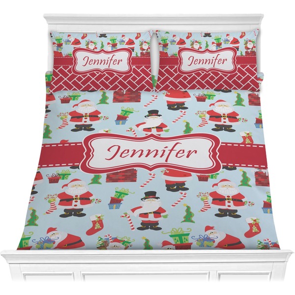 Custom Santa and Presents Comforter Set - Full / Queen w/ Name or Text