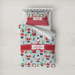 Santa and Presents Duvet Cover Set - Twin w/ Name or Text