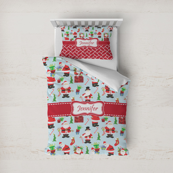 Custom Santa and Presents Duvet Cover Set - Twin w/ Name or Text