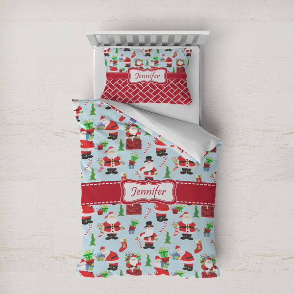 Custom Santa and Presents Duvet Cover Set - Twin XL w/ Name or Text