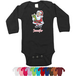 Santa and Presents Long Sleeves Bodysuit - 12 Bodysuit Colors (Personalized)